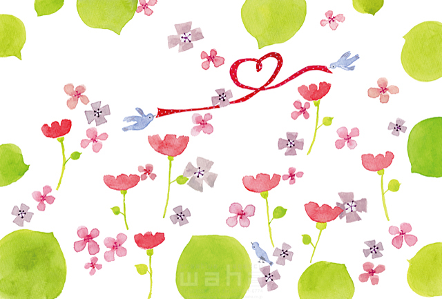 イラスト＆写真のストックフォトwaha（ワーハ）　季節、花、鳥、バレンタイン、リボン、エコロジー、ナチュラル、抽象イメージ　naginohi　18-5198b