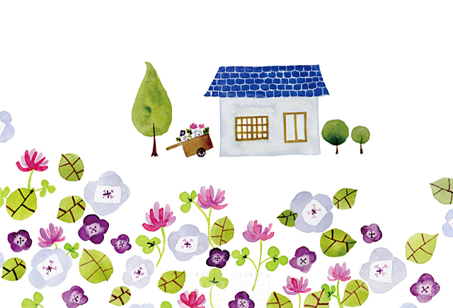 イラスト＆写真のストックフォトwaha（ワーハ）　季節、花、家、エコロジー、ナチュラル、抽象イメージ　naginohi　18-5203b