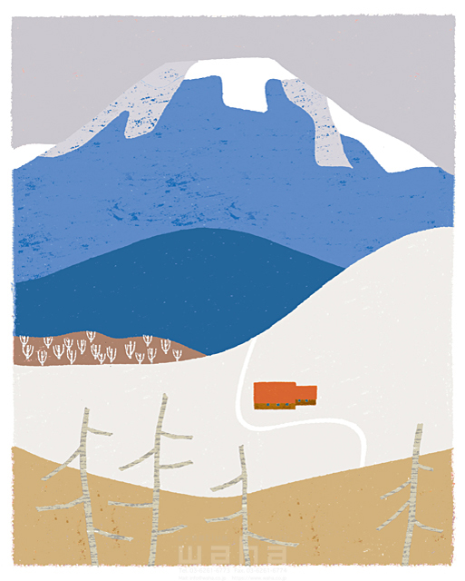 イラスト＆写真のストックフォトwaha（ワーハ）　季節、冬、風景、雪、富士山、山　細田 雅亮　18-5215c