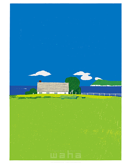 季節 夏 風景 緑 家 住宅 海 イラスト作品紹介 イラスト 写真のストックフォトwaha ワーハ カンプデータは無料