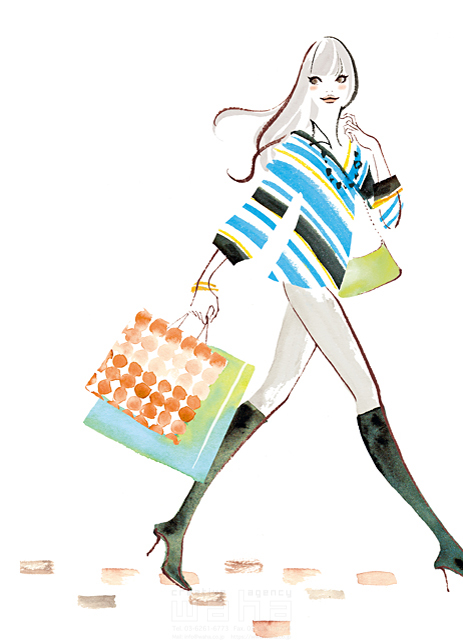 イラスト＆写真のストックフォトwaha（ワーハ）　人物、女性、ショッピング、ショッピングバッグ、紙袋　スギザキ メグミ　18-5282c