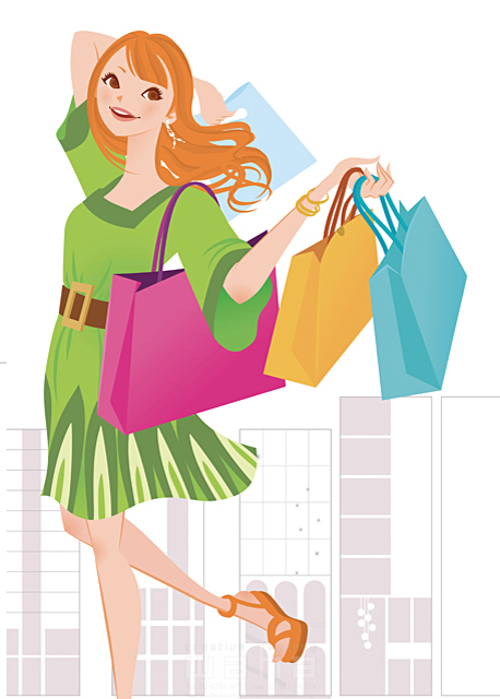 イラスト＆写真のストックフォトwaha（ワーハ）　人物、女性、ショッピング、ショッピングバッグ、紙袋　コヅカ ヒロミ　18-5309b