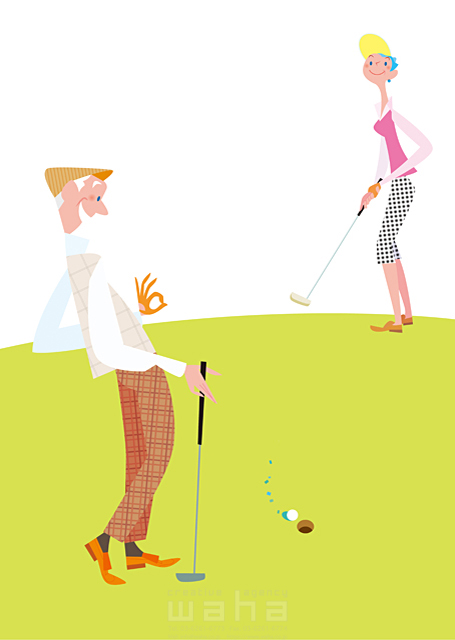 人物 シニア 夫婦 祖父 祖母 ゴルフ 趣味 イラスト作品紹介 イラスト 写真のストックフォトwaha ワーハ カンプデータは無料