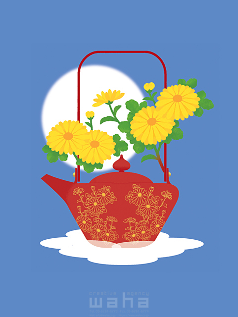 イラスト＆写真のストックフォトwaha（ワーハ）　植物、花、菊、和、縁起物、銚子　eka　18-5587b