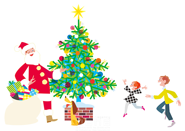 人物 家族 クリスマス クリスマスツリー サンタクロース プレゼント 犬 ペット イラスト作品紹介 イラスト 写真のストックフォトwaha ワーハ カンプデータは無料