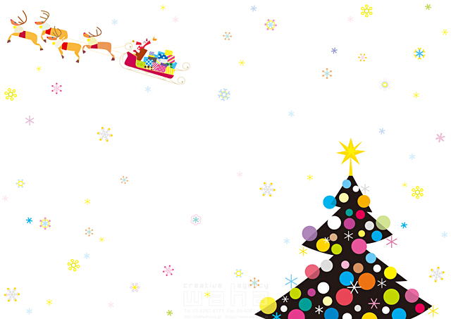 イラスト＆写真のストックフォトwaha（ワーハ）　クリスマス、サンタクロース、トナカイ、クリスマスツリー　Tatsuya　18-5774b