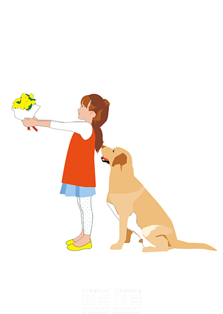 人物 子供 女の子 ペット 犬 花束 イラスト作品紹介 イラスト 写真のストックフォトwaha ワーハ カンプデータは無料