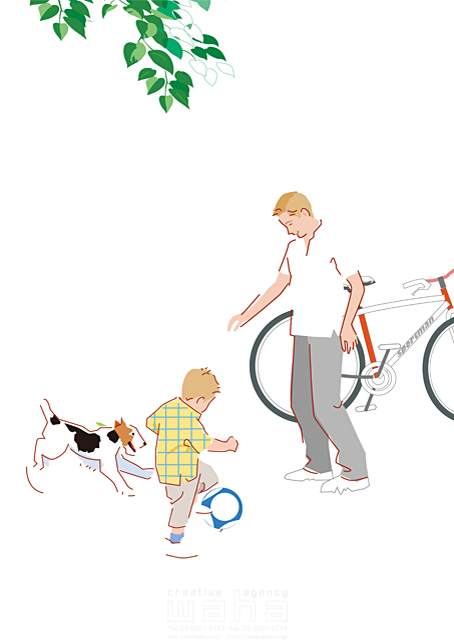 人物 家族 父 子供 遊ぶ サッカーボール 犬 ペット 自転車 イラスト作品紹介 イラスト 写真のストックフォトwaha ワーハ カンプデータは無料