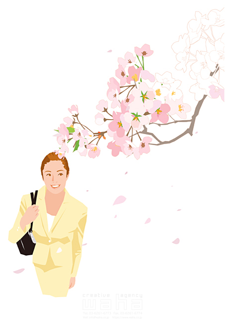 イラスト＆写真のストックフォトwaha（ワーハ）　人物、女性、春、桜　都筑 みなみ　18-5859b