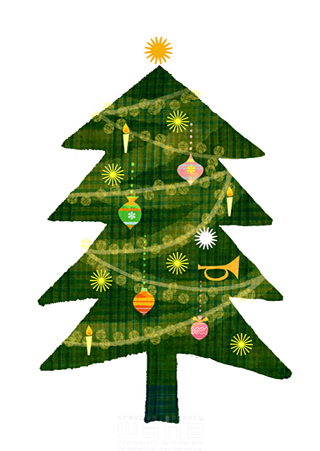 イラスト＆写真のストックフォトwaha（ワーハ）　クリスマス、クリスマスツリー、冬　大野 和夫　18-5957b