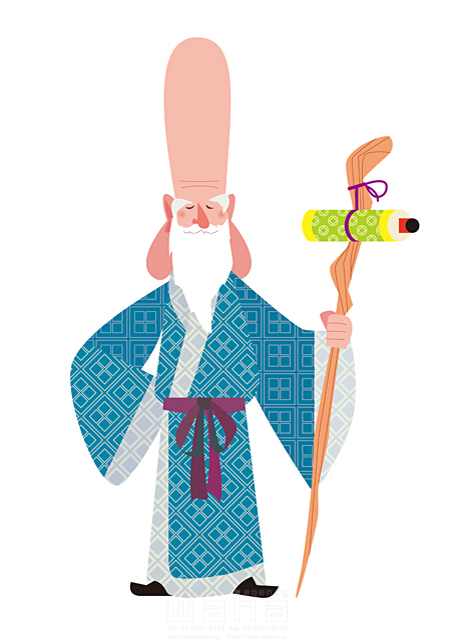 イラスト＆写真のストックフォトwaha（ワーハ）　七福神、キャラクター、正月、福禄寿、縁起物　Tatsuya　18-5987b
