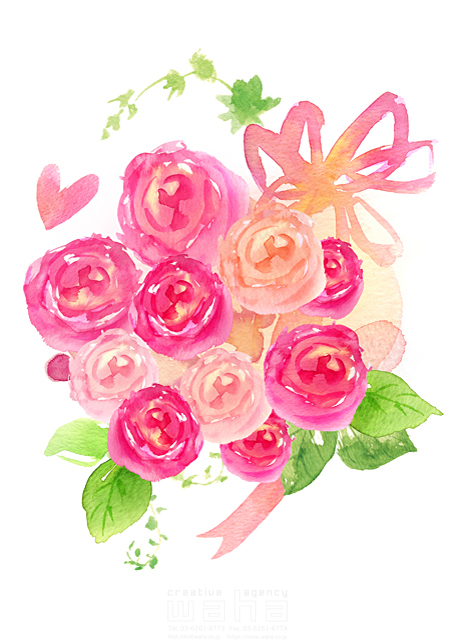イラスト＆写真のストックフォトwaha（ワーハ）　花、植物、花束、プレゼント　たけもと えりこ　18-6230b