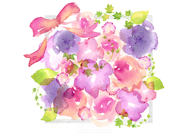 イラスト＆写真のストックフォトwaha（ワーハ）　花、植物、リボン、プレゼント　たけもと えりこ　18-6241b