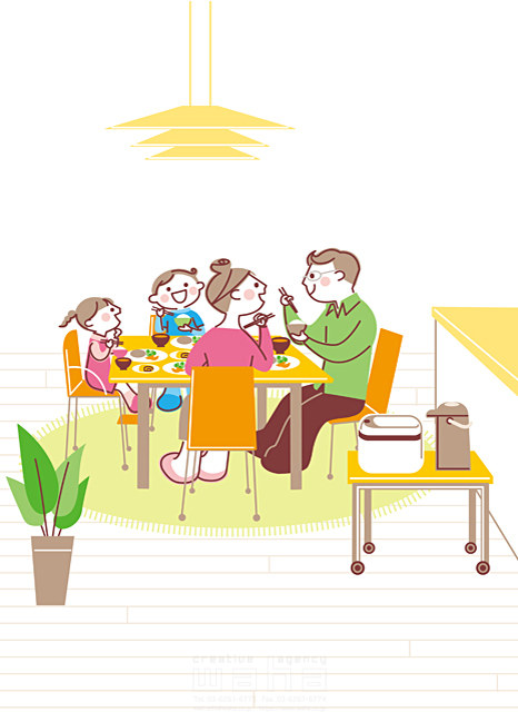 人物 家族 父 母 子供 食事 食卓 リビング イラスト作品紹介 イラスト 写真のストックフォトwaha ワーハ