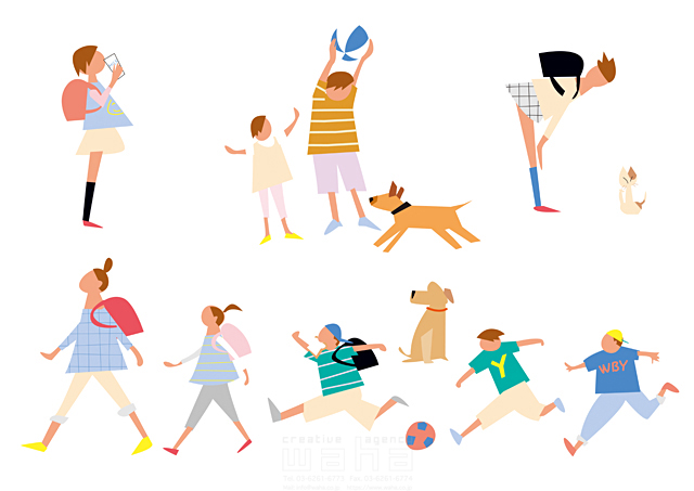 人物 子供 小学生 遊び 走る 歩く 犬 イラスト作品紹介 イラスト 写真のストックフォトwaha ワーハ カンプデータは無料