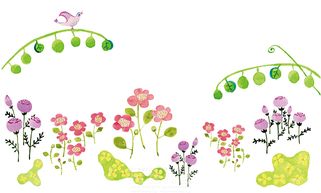 イラスト＆写真のストックフォトwaha（ワーハ）　植物、花、野花、花畑、鳥、春　naginohi　18-6358b