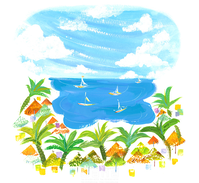 風景 海 夏 椰子 家 ヨット 船 イラスト作品紹介 イラスト 写真のストックフォトwaha ワーハ カンプデータは無料