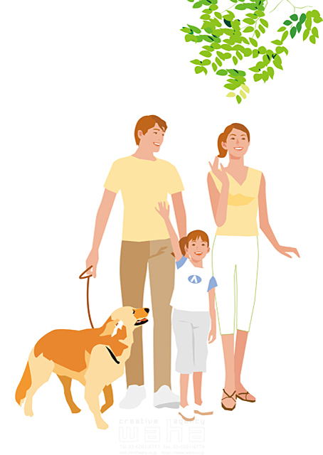 人物 家族 父 母 子供 女の子 ペット 犬 手を振る イラスト作品紹介 イラスト 写真のストックフォトwaha ワーハ カンプデータは無料