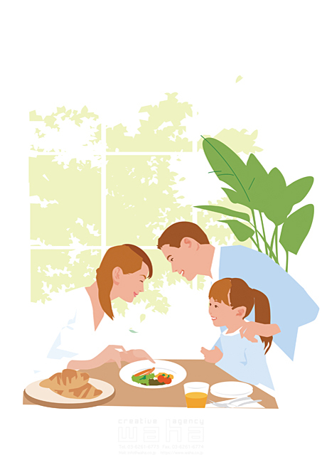 人物 家族 父 母 子供 女の子 朝食 食べ物 ダイニング 食卓 イラスト作品紹介 イラスト 写真のストックフォトwaha ワーハ カンプデータは無料