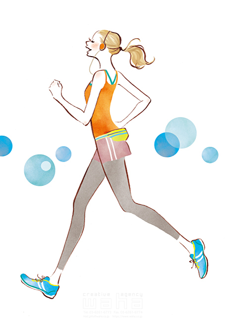 人物 女性 ジョギング 音楽 健康 美容 走る ランニング スポーツ イラスト作品紹介 イラスト 写真のストックフォトwaha ワーハ カンプデータは無料