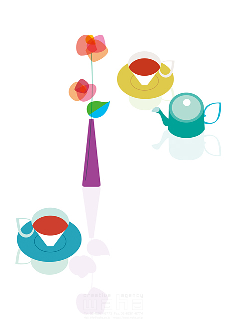 インテリア 植物 屋内 部屋 リビング デザイン 花瓶 花 コーヒー コーヒーカップ 紅茶 カップ 鏡面 白バック ポット イラスト作品紹介 イラスト 写真のストックフォトwaha ワーハ カンプデータは無料