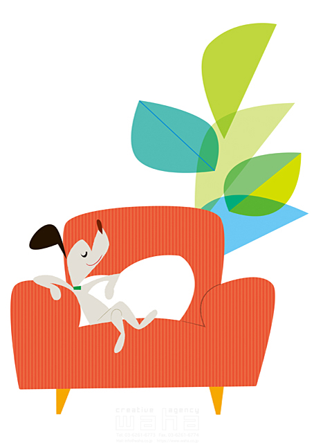 ペット 犬 子犬 ソファー 座る リビング 足組 リラックス 相棒 パートナー 家族 イラスト作品紹介 イラスト 写真のストックフォトwaha ワーハ カンプデータは無料