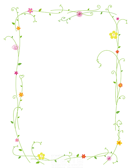 イラスト＆写真のストックフォトwaha（ワーハ）　植物、エコ、グリーンライフ、自然、ロハス、お祝い、葉、エコロジー、楕円、丸、メッセージボード、緑、イメージ、額、枠、ツル、ツタ、花、花輪　スプスタ・G　18-7082b