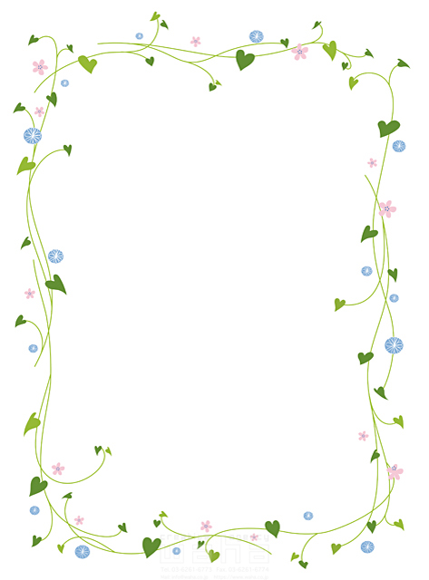 イラスト＆写真のストックフォトwaha（ワーハ）　植物、花、葉、自然、ハート、枠、愛情、エコ　スプスタ・G　18-7083b