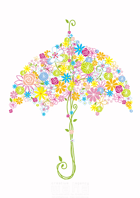イラスト＆写真のストックフォトwaha（ワーハ）　ツル、ツタ、植物、花、華、雨、傘、日傘、お洒落　スプスタ・G　18-7146c