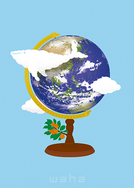 イメージ 地球儀 世界 地図 グローバル 雲 空 植物 くじら エコロジー 生き物 自然 シンボリック イラスト作品紹介 イラスト 写真のストックフォトwaha ワーハ カンプデータは無料