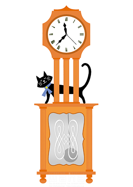 イメージ シンボリック 猫 ペット インテリア 置き時計 古時計 時間 暮らし 生活 イラスト作品紹介 イラスト 写真のストックフォトwaha ワーハ