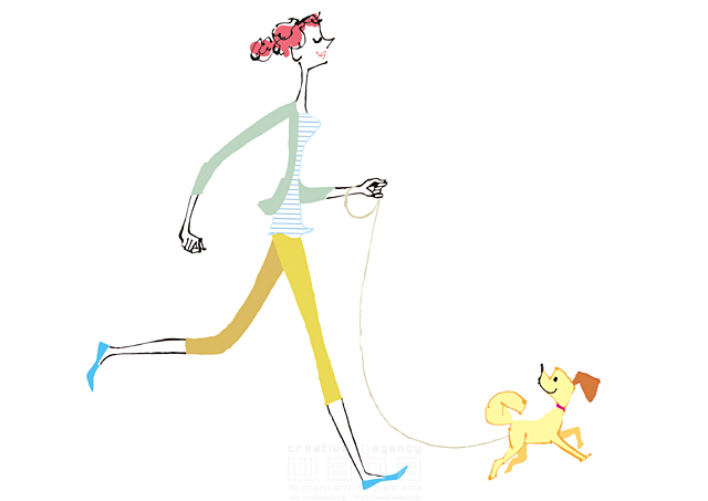人物 女性 代 30代 40代 ペット 犬 小型犬 散歩 相棒 パートナー 家族 休日 遊ぶ 走る ジョギング ランニング スポーツ 運動 健康 生活 日常 暮らし 線画 イラスト作品紹介 イラスト 写真のストックフォトwaha ワーハ カンプデータは無料