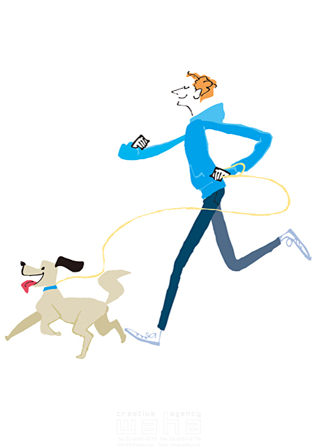人物 男性 代 30代 40代 ペット 犬 中型犬 散歩 相棒 パートナー 家族 休日 遊ぶ 走る ジョギング ランニング スポーツ 運動 健康 生活 日常 暮らし 線画 イラスト作品紹介 イラスト 写真のストックフォトwaha ワーハ カンプデータは無料