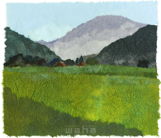 福島県、南会津、ちぎり絵、切り絵、和紙、風景画、自然、景色、野山