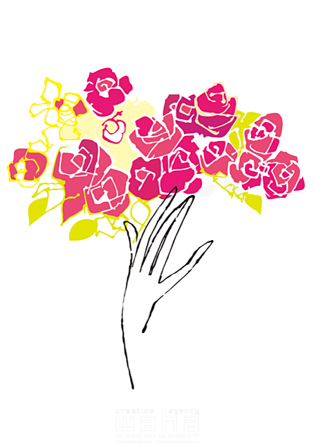 人物 イメージ 女性 手 指 花束 プレゼント ブーケ お祝い バラ 愛情 線画 イラスト作品紹介 イラスト 写真のストックフォトwaha ワーハ カンプデータは無料