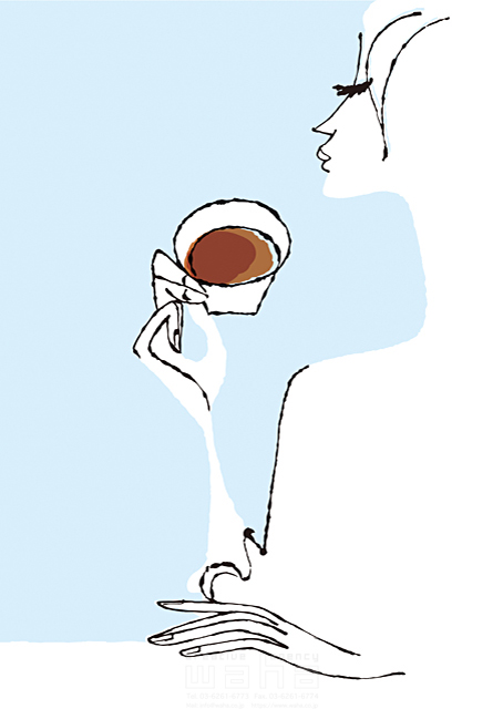 人物 イメージ 女性 代 30代 40代 顔 手 考える ティータイム コーヒーカップ 生活 くつろぐ リラックス 横顔 線画 イラスト作品紹介 イラスト 写真のストックフォトwaha ワーハ