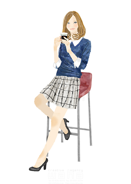 人物 女性 代 30代 大学生 若者 カフェ ティータイム リラックス くつろぐ コーヒーカップ 考える 生活 日常 イラスト作品紹介 イラスト 写真のストックフォトwaha ワーハ カンプデータは無料