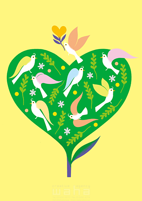 イメージ シンボリック 鳥 エコロジー ハート 木 植物 群れ 仲間 愛情 平和 イラスト作品紹介 イラスト 写真のストックフォトwaha ワーハ カンプデータは無料