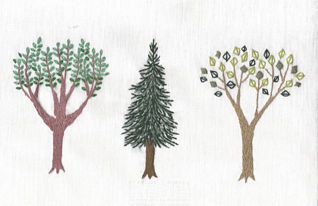 イラスト＆写真のストックフォトwaha（ワーハ）　刺繍、クラフト、樹、木、植物、自然、エコロジー、ナチュラル　ささき みえこ　19-1476b