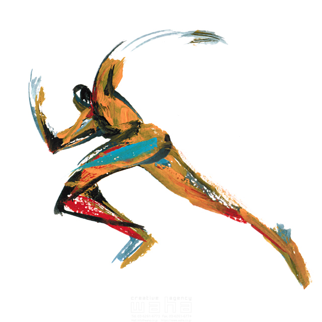 イラスト＆写真のストックフォトwaha（ワーハ）　スポーツ、人物イメージ、オリンピック、走る、ダッシュ、パワフル、男性、競争、陸上競技、選手　SOICHI　19-1590c