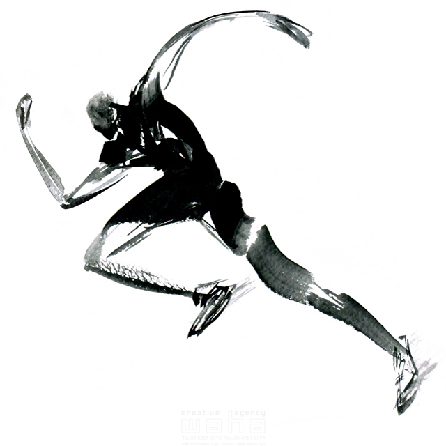 イラスト＆写真のストックフォトwaha（ワーハ）　スポーツ、人物イメージ、オリンピック、走る、ダッシュ、パワフル、男性、競争、陸上競技、選手　SOICHI　19-1592c