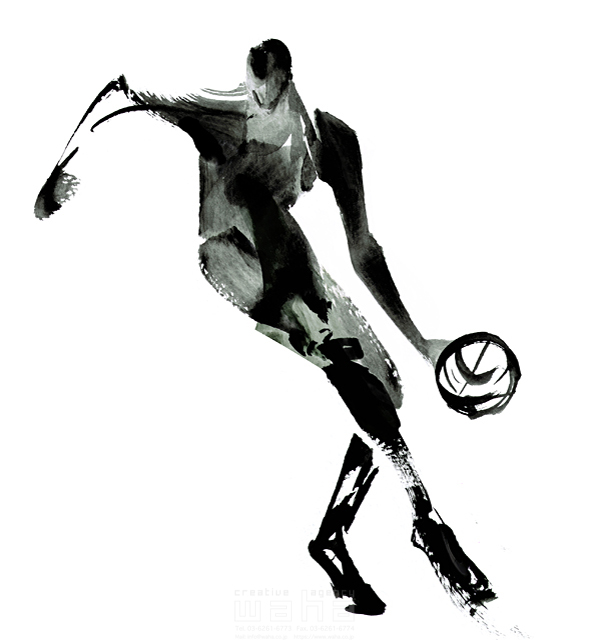 イラスト＆写真のストックフォトwaha（ワーハ）　スポーツ、人物イメージ、オリンピック、バスケットボール、ドリブル、大会、パワフル、男性、競技、選手、球　SOICHI　19-1601c