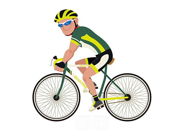 イラスト＆写真のストックフォトwaha（ワーハ）　スポーツ、人物、ツーリング、男性、サイクリング、自転車、趣味、ロードバイク、マウンテンバイク　両口 和史　19-1639b