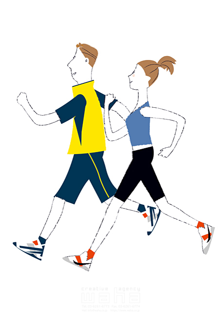 スポーツ 人物 カップル 夫婦 ランニング 趣味 休日 男性 女性 マラソン 健康 イラスト作品紹介 イラスト 写真のストックフォトwaha ワーハ カンプデータは無料