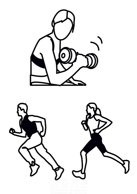 スポーツ 人物 インフォメーションイラスト カット ランニング 健康 マラソン 男性 女性 筋トレ イラスト作品紹介 イラスト 写真のストックフォトwaha ワーハ カンプデータは無料