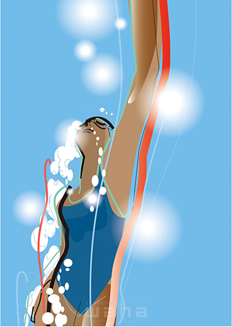 イラスト＆写真のストックフォトwaha（ワーハ）　スポーツ、人物、泳ぐ、趣味、水泳、健康、競技、女性　都筑 みなみ　19-1658b