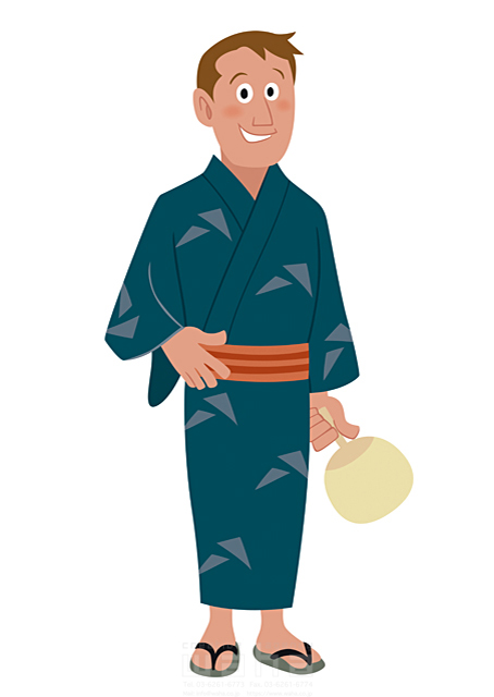イラスト＆写真のストックフォトwaha（ワーハ）　夏、人物、和服、着物、男性、日本　両口 和史　19-1737b