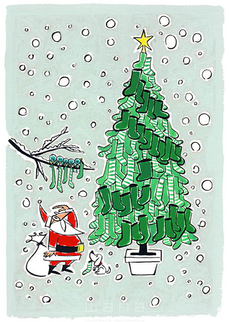 人 人物 男性 大人 シニア サンタクロース クリスマス 飾り オーナメント 冬 クリスマスツリー 雪 靴下 楽しい 面白い イラスト作品紹介 イラスト 写真のストックフォトwaha ワーハ カンプデータは無料