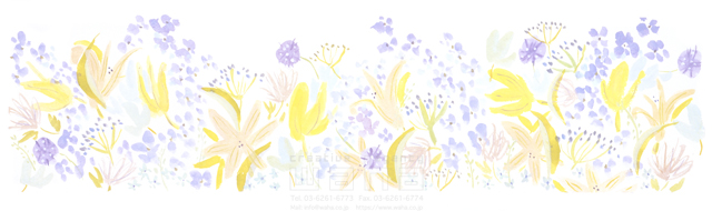 イラスト＆写真のストックフォトwaha（ワーハ）　春、花、花畑、紫、植物、エコロジー　すがわら けいこ　3-0885b