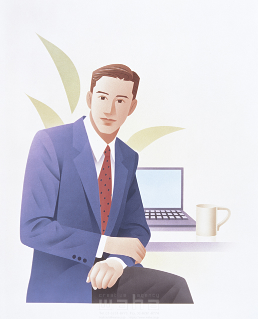 イラスト＆写真のストックフォトwaha（ワーハ）　人物、男性、ビジネス、サラリーマン、ビジネスマン、スーツ、仕事、会社　カネヒラ・ヤスコ　4-1018c